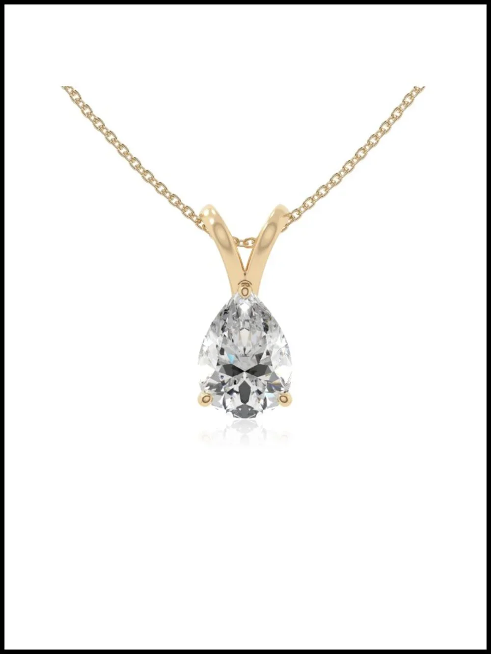 Pear Cut Ruby Pendant Necklace Sterling Silver Gold Vermeil Solitaire V-Bale